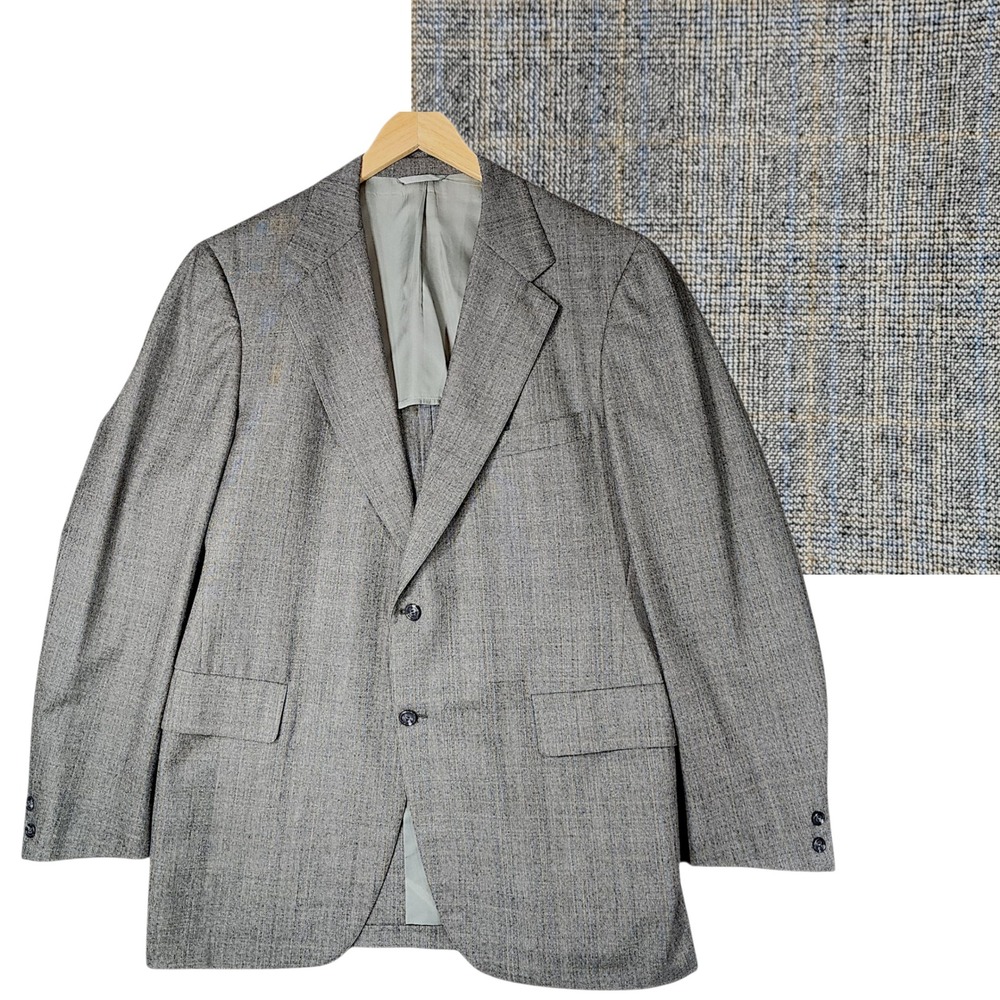 Vtg H‎ Freeman Nordstrom Blazer 46 XL Men Glen Plaid Wool Gray Sport Coat USA